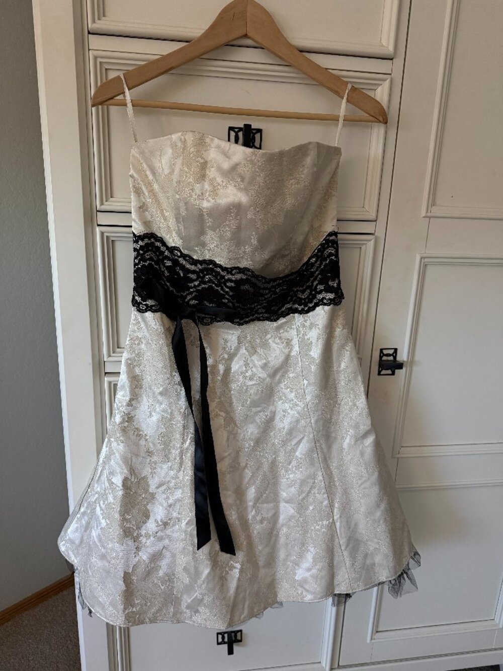 Jessica McClintock Gunne Sax Strapless Satin Lace Tulle Dress Size 7/8